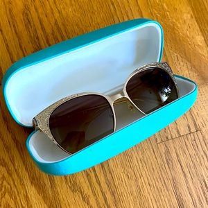 Kate Spade Gold Sparkly Marietta Sunglasses with Case